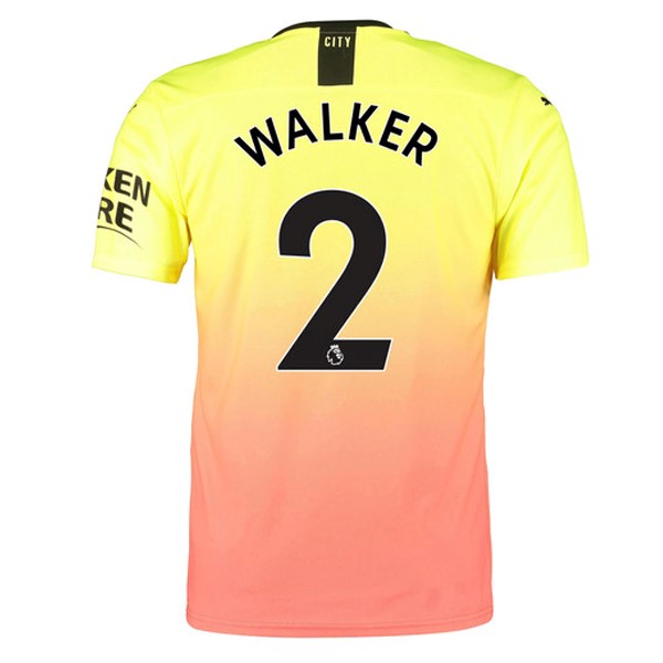 Camiseta Manchester City NO.2 Walker 3ª Kit 2019 2020 Naranja